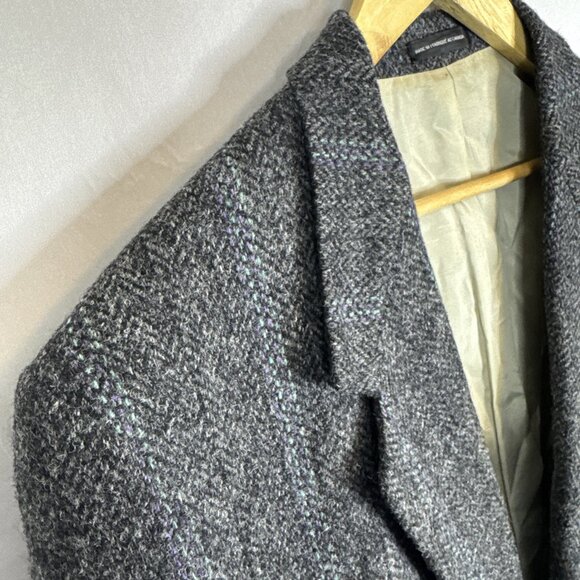 Vintage Harris Tweed Gray Herringbone Wool Sport Coat Men 46 Handwoven Scotland - Picture 3 of 9